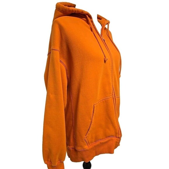Aritzia Tna COZYAF FLEECE Full-Zip Sweatshirt Hoodie Orange Women’s Size 2 EUC - Picture 4 of 11